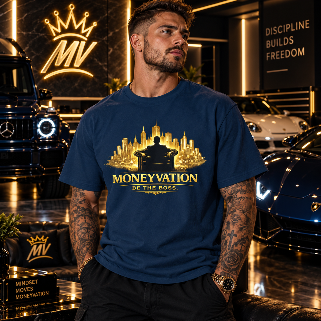 Moneyvation "Be the Boss" Black and Gold Premium Essential Tee