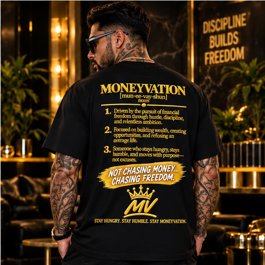 Moneyvation "Chasing Freedom" Victory Gold Essential Tee