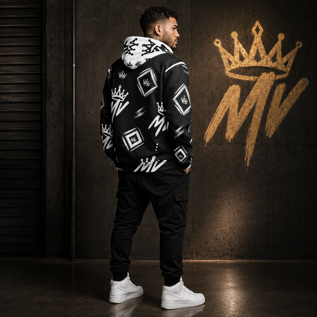 Moneyvation  Black Signature Print Premium Cotton Hoodie