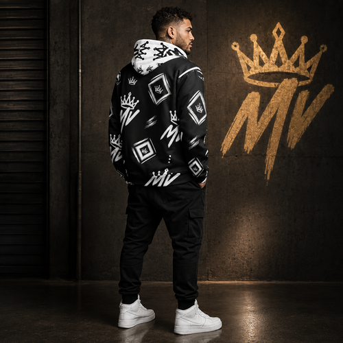 Moneyvation  Black Signature Print Premium Cotton Hoodie