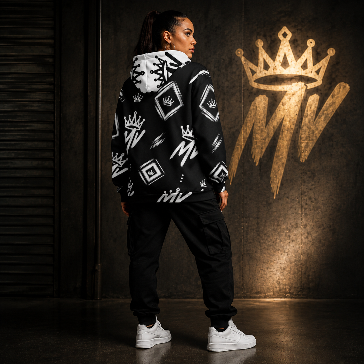 Moneyvation  Black Signature Print Premium Cotton Hoodie