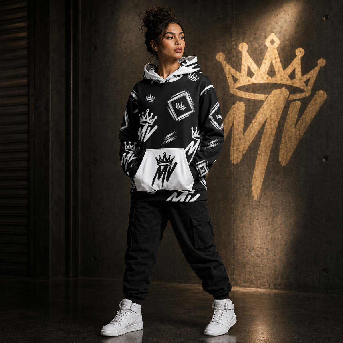 Moneyvation  Black Signature Print Premium Cotton Hoodie