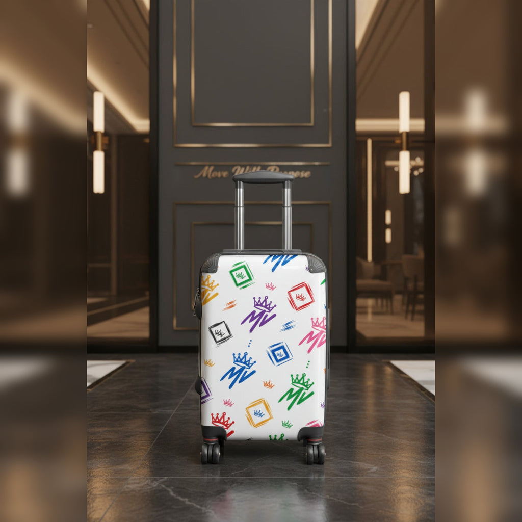 Moneyvation Signature Print Rainbow Travel Suitcase