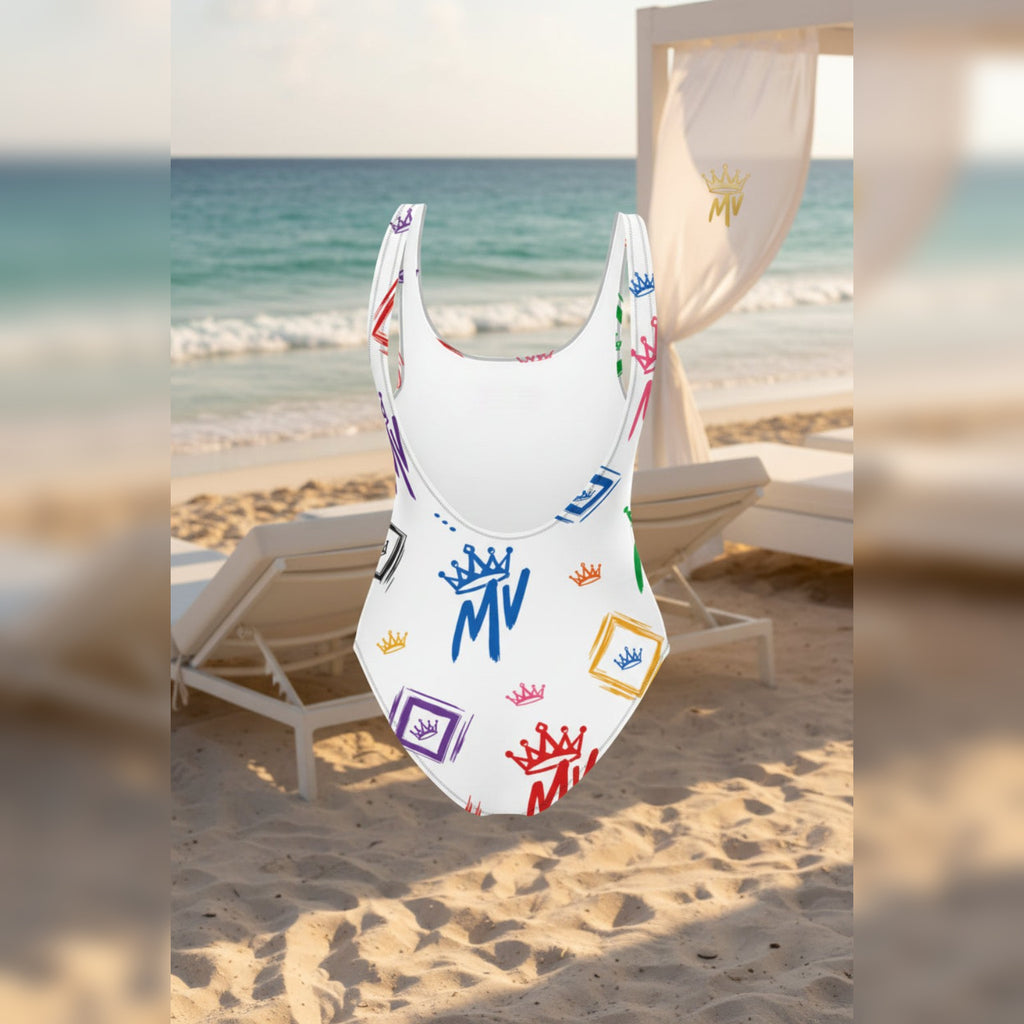 Moneyvation Signature Print Rainbow Women's One-Piece Swimsuit